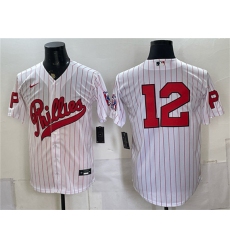 Men's Philadelphia Phillies #12 Kyle Schwarber White 2026 Field of Dreams Stadium Stitched Baseball Jersey