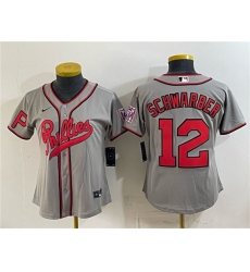 Youth Philadelphia Phillies #12 Kyle Schwarber Gray 2026 Field of Dreams Stadium Stitched Jersey