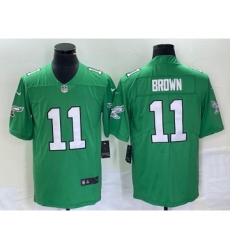 Men's Nike Philadelphia Eagles #11 AJ Brown Green 2023 Vapor Limited Throwback Jersey