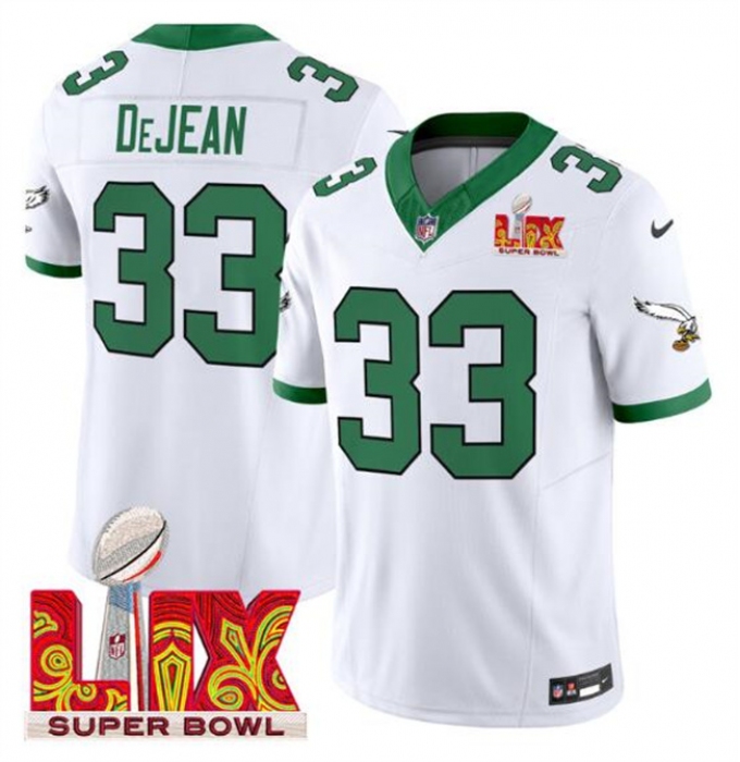 Men's Philadelphia Eagles #33 Cooper DeJean White 2025 Super Bowl LIX F.U.S.E. Vapor Untouchable Limited Stitched Football Jersey