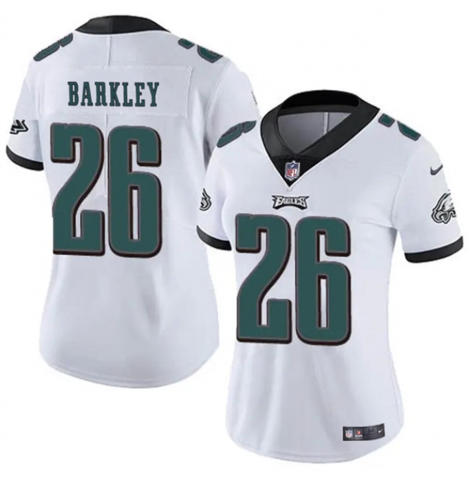 Women's Philadelphia Eagles #26 Saquon Barkley White Vapor Untouchable Limited Football Stitched Jersey(Run Small)