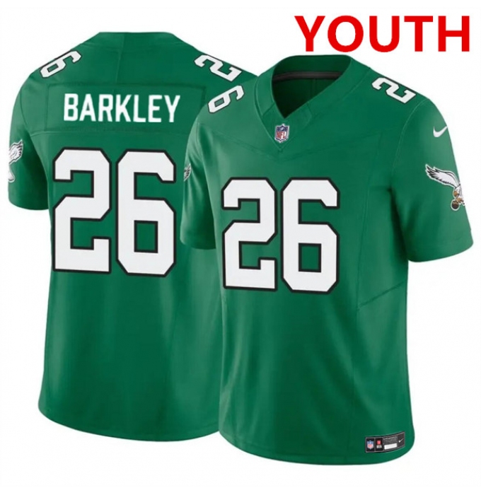 Youth Philadelphia Eagles #26 Saquon Barkley Green 2023 F.U.S.E Vapor Untouchable Limited Throwback Football Stitched Jersey