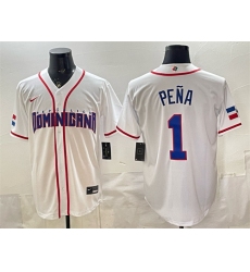 Men's Dominican Republic Baseball #1 Jeremy Pena White 2026 World Baseball Classic Home Stadium Stitched Jersey