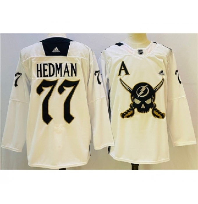 Men's Tampa Bay Lightning #77 Pat Maroon White Stitched Jersey