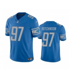 Men's Detroit Lions #97 Aidan Hutchinson Blue 2023 F.U.S.E. Vapor Untouchable Limited Stitched Jersey