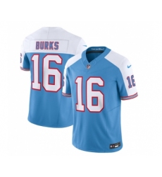 Men's Nike Tennessee Titans #16 Treylon Burks Blue White 2023 F.U.S.E. Vapor Limited Throwback Football Stitched Jersey