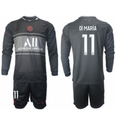 Men 2021-2022 Club Paris St German Second away black Long Sleeve 11 Soccer Jersey