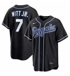 Men's Kansas City Royals #7 Bobby Witt Jr. Black Out Stitched Baseball Jersey