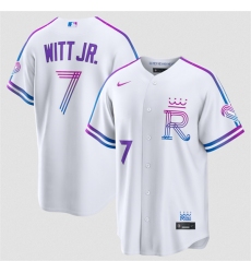 Men's Kansas City Royals #7 Bobby Witt Jr. White 2026 City Connect Stadium Stitched Baseball Jersey