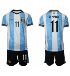Men's Argentina #11 Di maria White Blue Home Soccer Jersey Suit