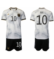 Men's Germany #10 Ozil White Home Soccer Jersey Suit