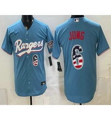 Men's Texas Rangers #6 Josh Jung Blue 2026 USA 250 Fourth of July Stitched Jersey