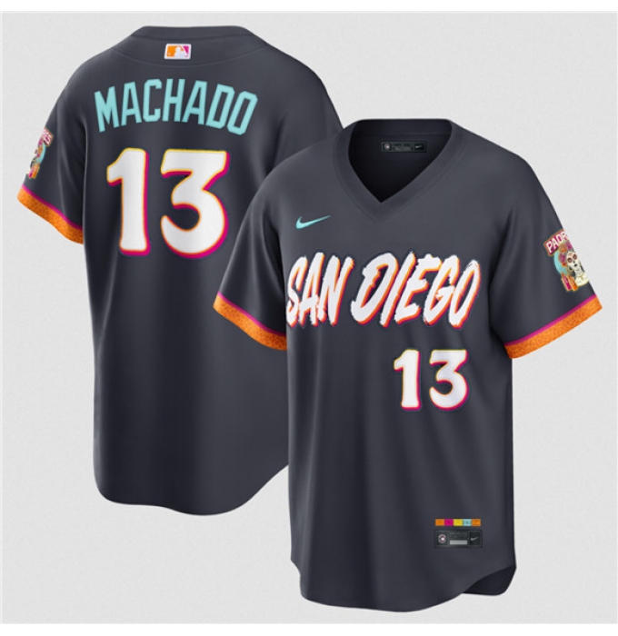 Men's San Diego Padres #13 Manny Machado Obsidian 2026 City Connect Stadium Limited Stitched Baseball Jersey