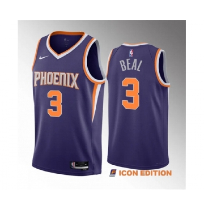 Men's Phoenix Suns #3 Bradley Beal Purple Icon Edition Stitched Basketball Jersey