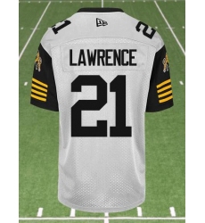 CFL Hamilton tiger cats #21 LAWRENCE Crested Away White Jersey