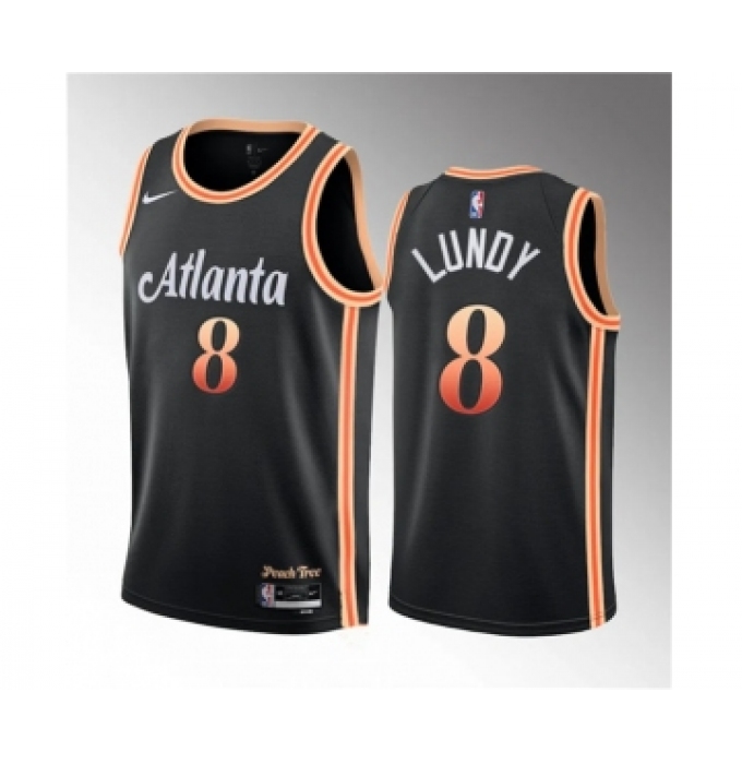 Men's Atlanta Hawks #8 Seth Lundy Black 2023 Draft City Edition Stitched Jersey