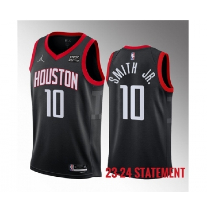 Men's Houston Rockets #10 Jabari Smith Jr. Black 2023 Statement Edition Stitched Basketball Jersey