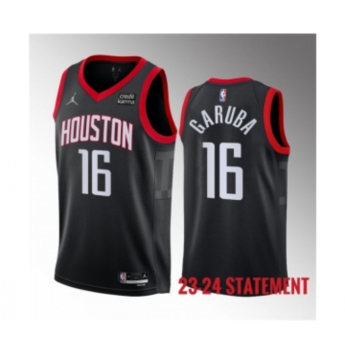 Men's Houston Rockets #16 Usman Garuba Black 2023 Statement Edition Stitched Basketball Jersey