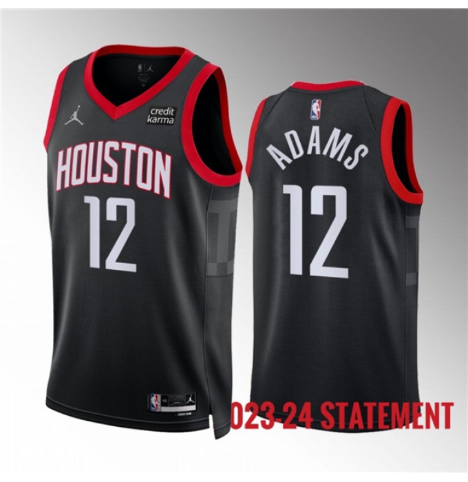 Men's Houston Rockets #12 Steven Adams Black Statement Edition Stitched Jersey