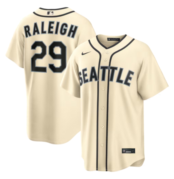 Men's Seattle Mariners #29 Cal Raleigh Cream Nike Alternate Jersey