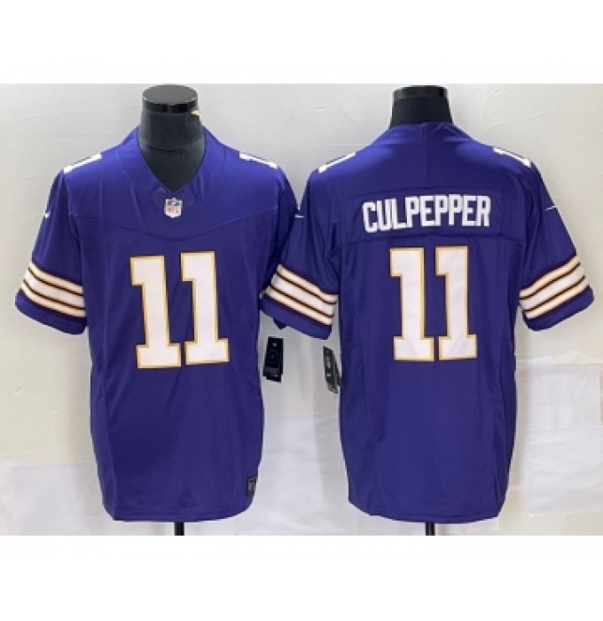 Men's Nike Minnesota Vikings #11 Daunte Culpepper Purple 2023 FUSE Vapor Limited Throwback Stitched Jersey