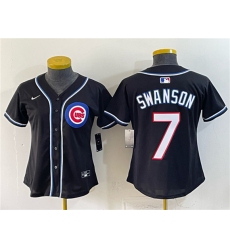 Youth Chicago Cubs #7 Dansby Swanson 2026 Fashion Replica Black Out Stitched Baseball Jersey