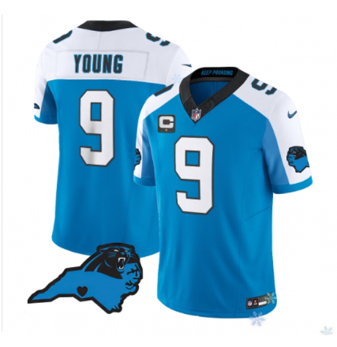 Men's Carolina Panthers #9 Bryce Young White-Blue Vapor Limited Jersey