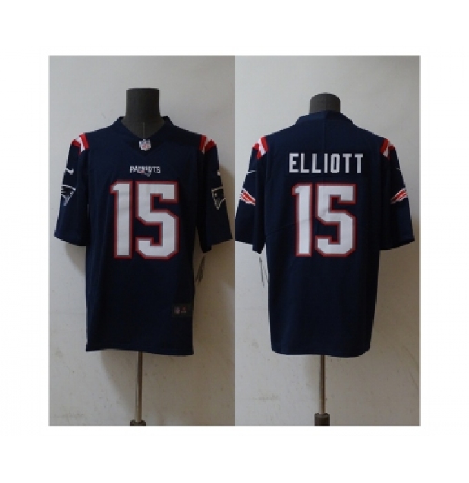 Men's Nike New England Patriots #15 Ezekiel Elliott Navy Stitched Limited Jersey