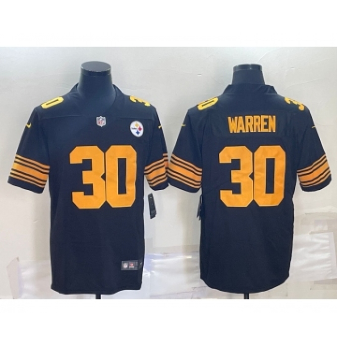 Men's Nike Pittsburgh Steelers #30 Jaylen Warren Black Color Rush Stitched Jersey