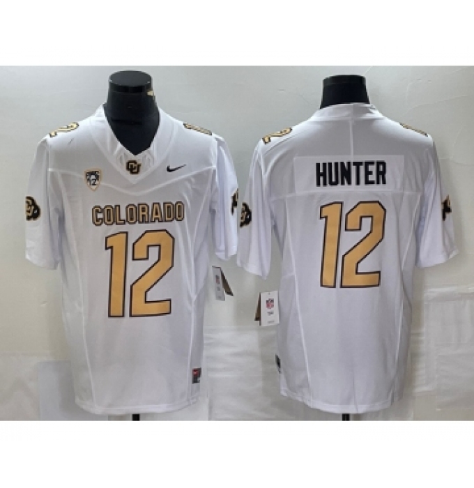 Men's Colorado Buffaloes #12 Travis Hunter White 2023 F.U.S.E. Stitched Football Jersey