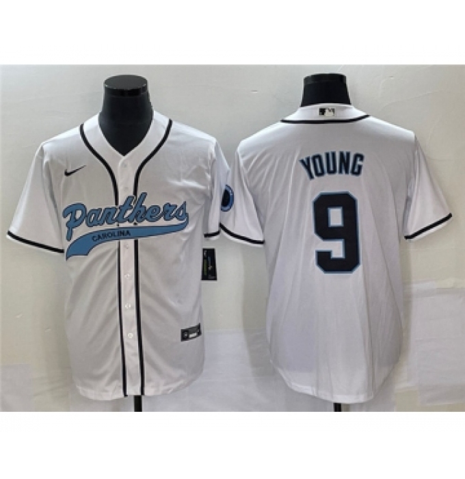 Men's Carolina Panthers #9 Bryce Young White Cool Base Stitched Baseball Jersey