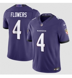 Men's Baltimore Ravens #4 Zay Flowers Purple 2026 F.U.S.E Vapor Stitched Limited Football Jersey