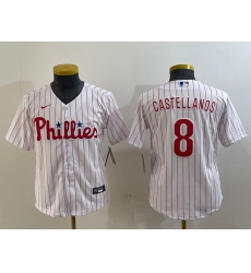 Youth Philadelphia Phillies #8 Nick Castellanos White Cool Base Jersey
