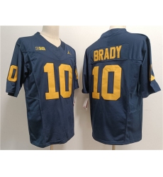 Men's Michigan Wolverines #10 Tom Brady 2023 F.U.S.E. Navy Stitched Jersey