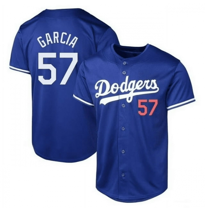Men's Los Angeles Dodgers #57 Luis Garcia Blue Cool Base Stitched Baseball Jersey