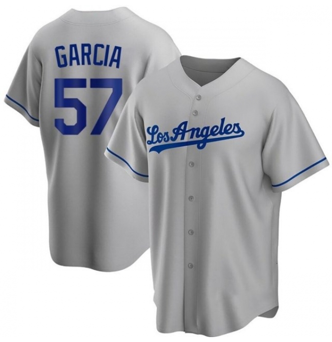 Men's Los Angeles Dodgers #57 Luis Garcia Grey Cool Base Stitched Baseball Jersey