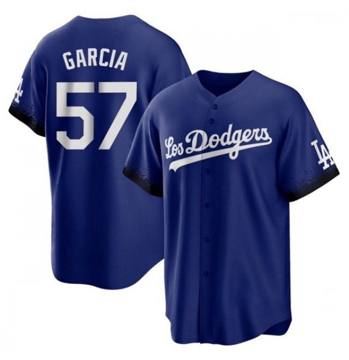 Men's Los Angeles Dodgers #57 Luis Garcia Royal City Connect Cool Base With Stitched Baseball Jersey