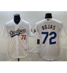 Men's Los Angeles Dodgers #72 Miguel Rojas White 2026 Gold Collection Stadium Stitched Baseball Jersey