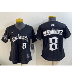Youth Los Angeles Dodgers #8 Enrique Hernández Black 2025 World Series Champions LA Gothic Edition Limited Stitched Baseball Jersey