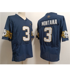 Men's Notre Dame Fighting Irish #3 Joe Montana Navy With Name Limited Stitched Jersey