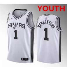 Youth San Antonio Spurs #1 Victor Wembanyama white association edition stitched basketball jersey