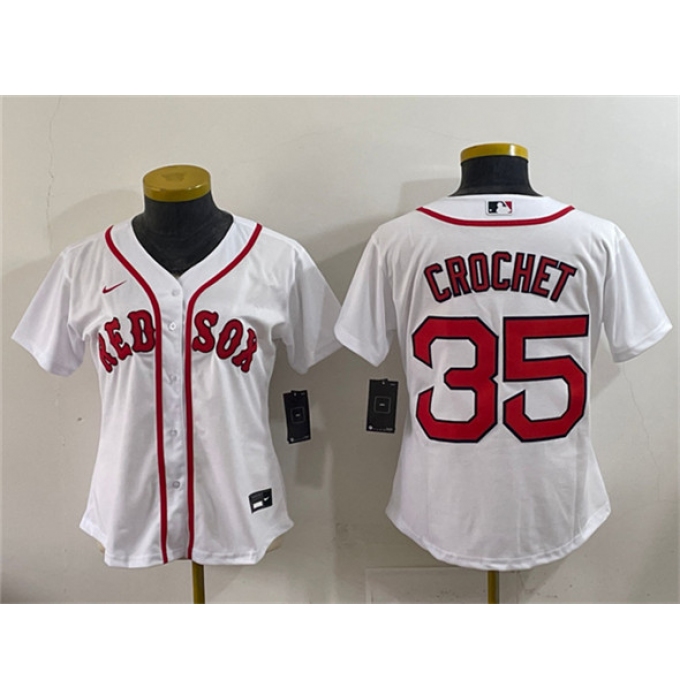 Women's Boston Red Sox #35 Garrett Crochet White Cool Base Stitched Baseball Jersey(Run Small)