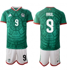 Men's Mexico #9 Raul Green 2025-26 Home Soccer Jersey Suit