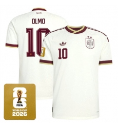 Men's Spain Team #10 Dani Olmo White 2026 World Cup Away Soccer Jersey