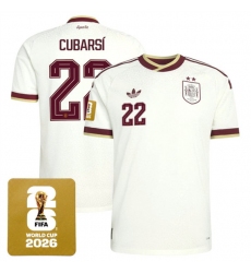 Men's Spain Team #22 Pau Cubarsí White 2026 World Cup Away Soccer Jersey