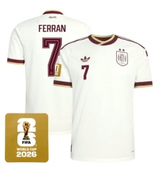 Men's Spain Team #7 Ferran White 2026 World Cup Away Soccer Jersey