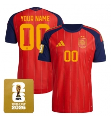 Men's Spain Team Custom Red 2026 World Cup Home Soccer Jersey