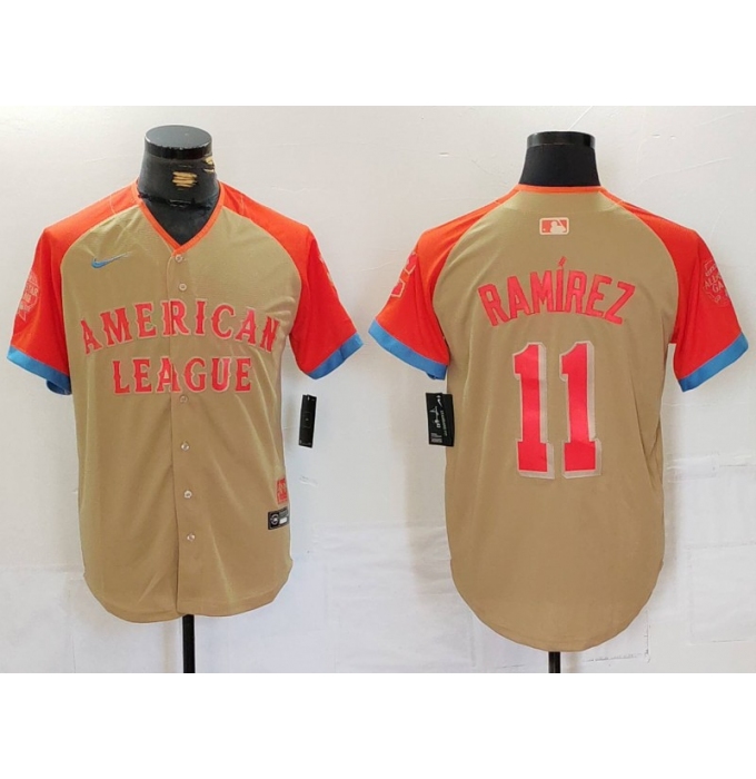 Men's Cleveland Guardians #11 Jose Ramirez Cream 2024 All Star Limited Stitched Jersey