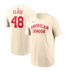 Men's American League #48 Emmanuel Clase Cream 2024 All-Star Name & Number T-Shirt