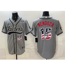 Men's Las Vegas Raiders #15 Fernando Mendoza Gray USA 250 Fourth of July Vapor Limited Stitched Baseball Jersey
